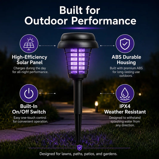 Dual-Mode Solar Bug Zapper, Outdoor Garden Pest Repeller 🦟