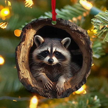 💖Not Just for Christmas Tree! Handmade Owl Ornaments & Raccoon Decorations, Matchable with Porch/Window Sill/Gift Wrapping🎁
